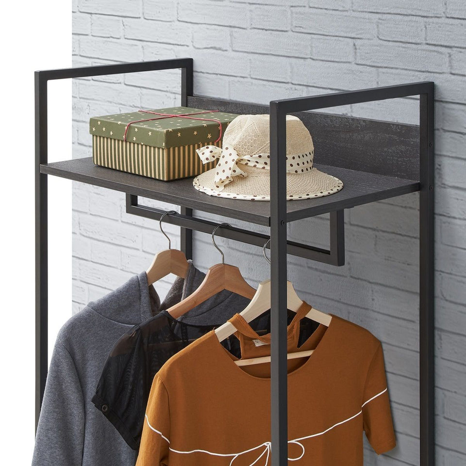 Open Wardrobe with 4 Shelves Wardrobe Storage with Hanging Rail for Small Space Solutions