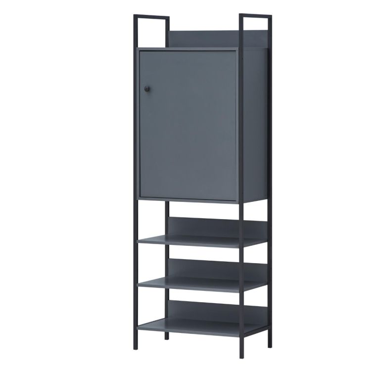 Storage Cabinet with 1 Door & 4 Shelves Wardrobe Storage with Cupboard and Open Shelving for Bedroom Furniture