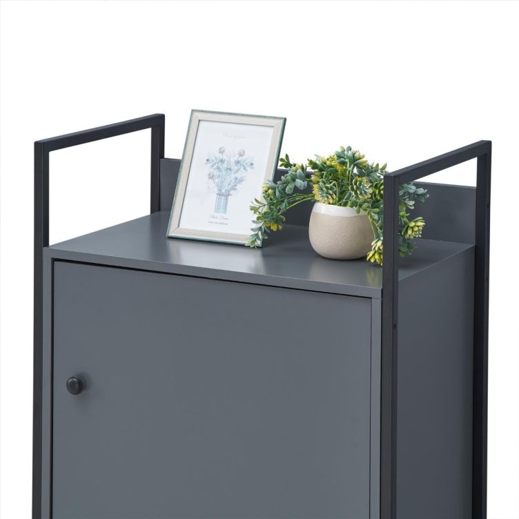 Storage Cabinet with 1 Door & 4 Shelves Wardrobe Storage with Cupboard and Open Shelving for Bedroom Furniture