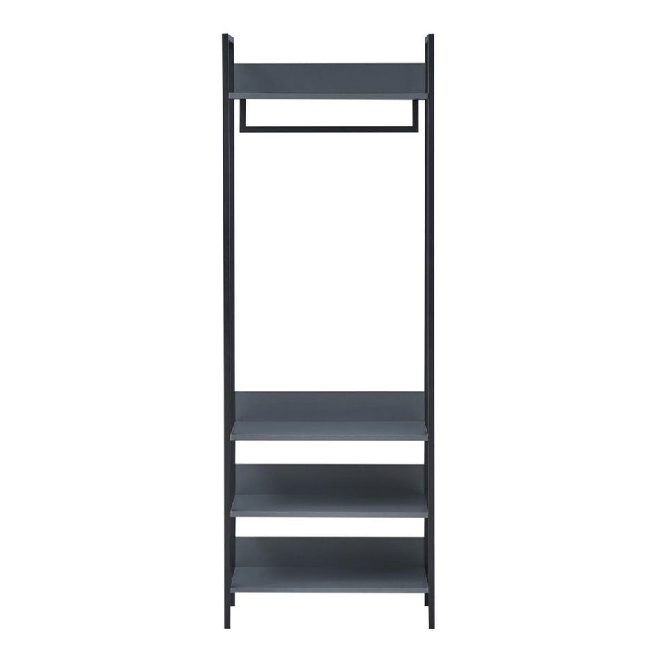 Open Wardrobe with 4 Shelves Wardrobe Storage and Hanging Rail for Small Space Solutions
