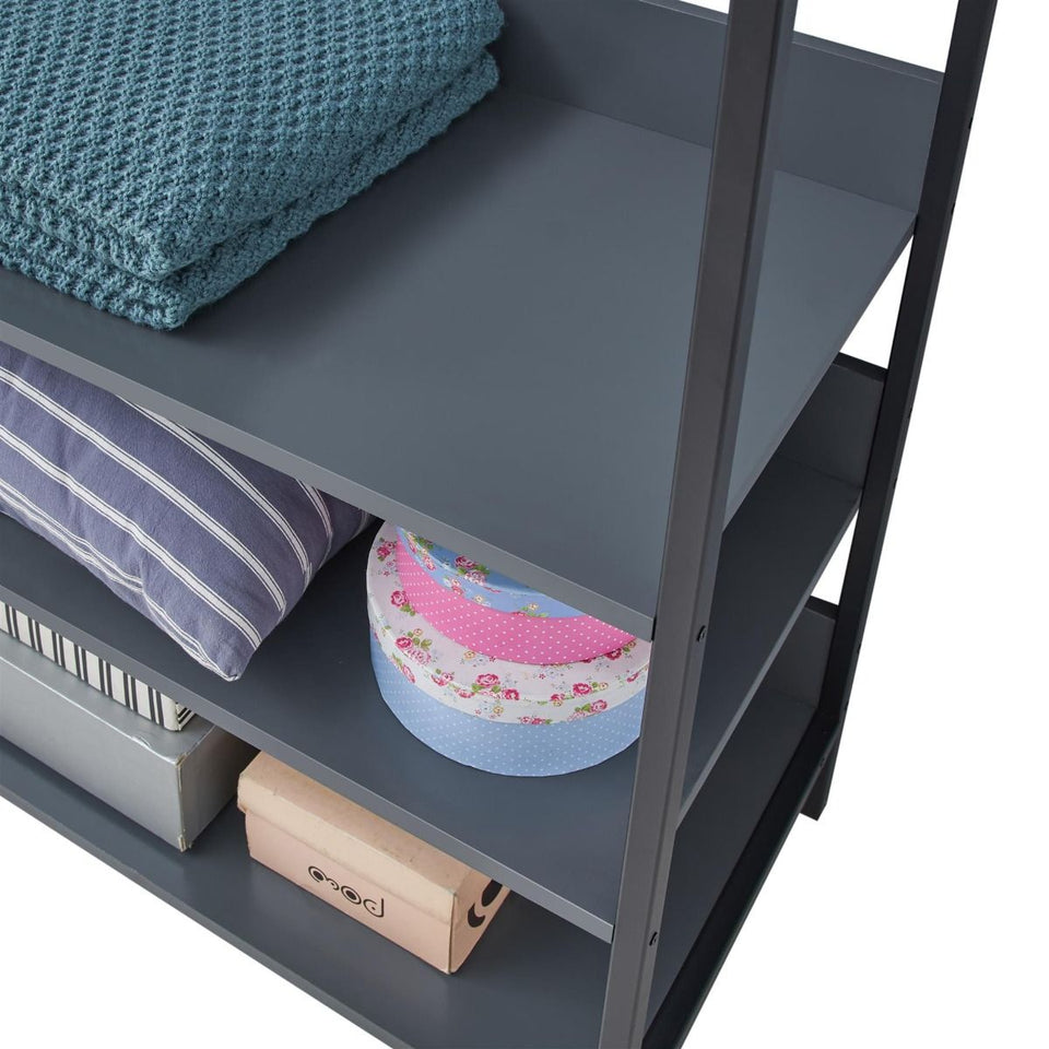 Open Wardrobe with 4 Shelves Wardrobe Storage and Hanging Rail for Small Space Solutions