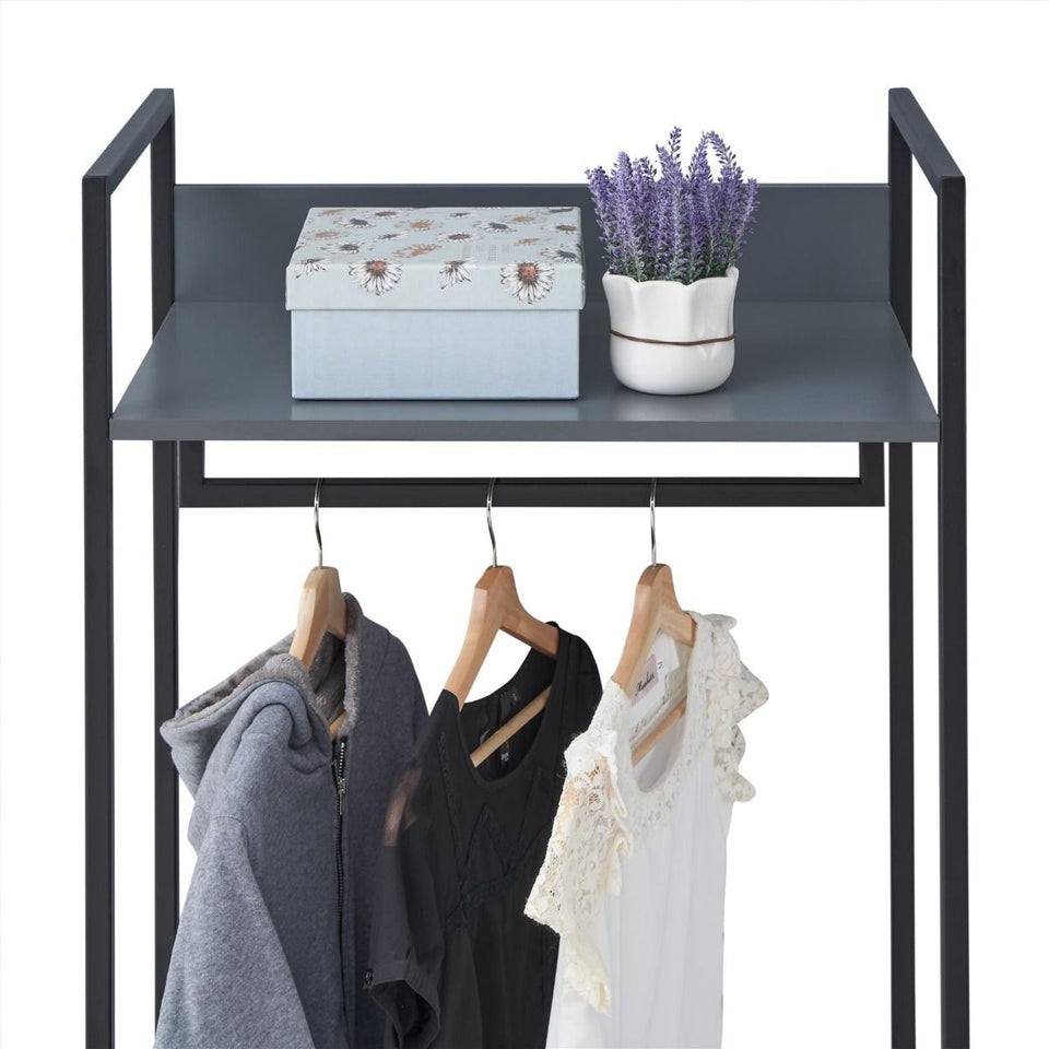 Open Wardrobe with 4 Shelves Wardrobe Storage and Hanging Rail for Small Space Solutions