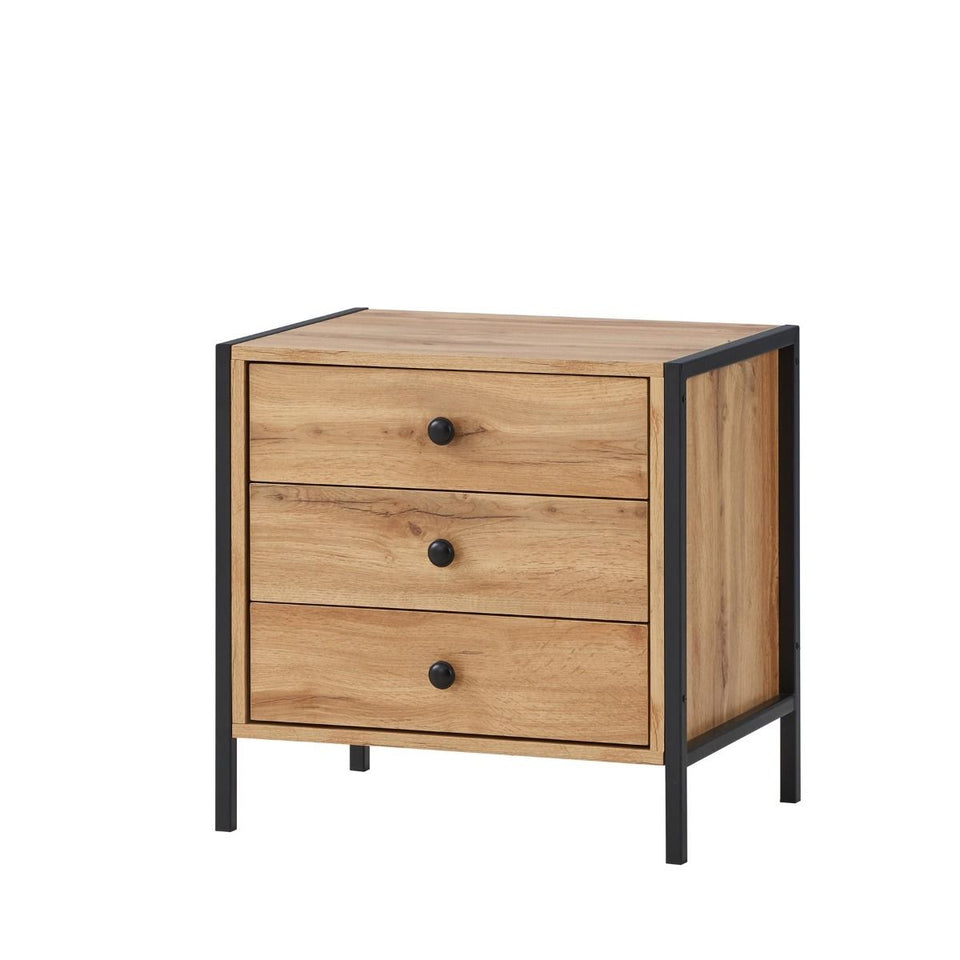 Modern Dark Grey Nightstand with 3 Drawers Stylish Bedside Table for Contemporary Homes