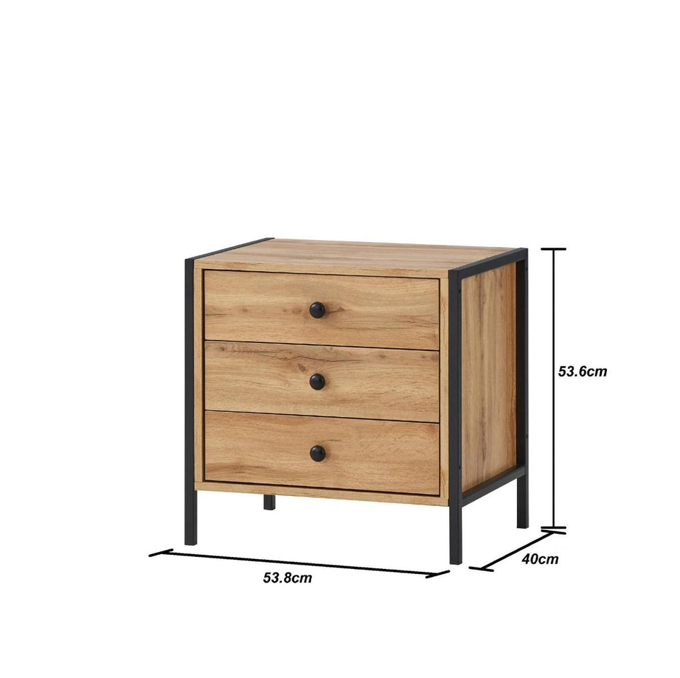 Modern Dark Grey Nightstand with 3 Drawers Stylish Bedside Table for Contemporary Homes