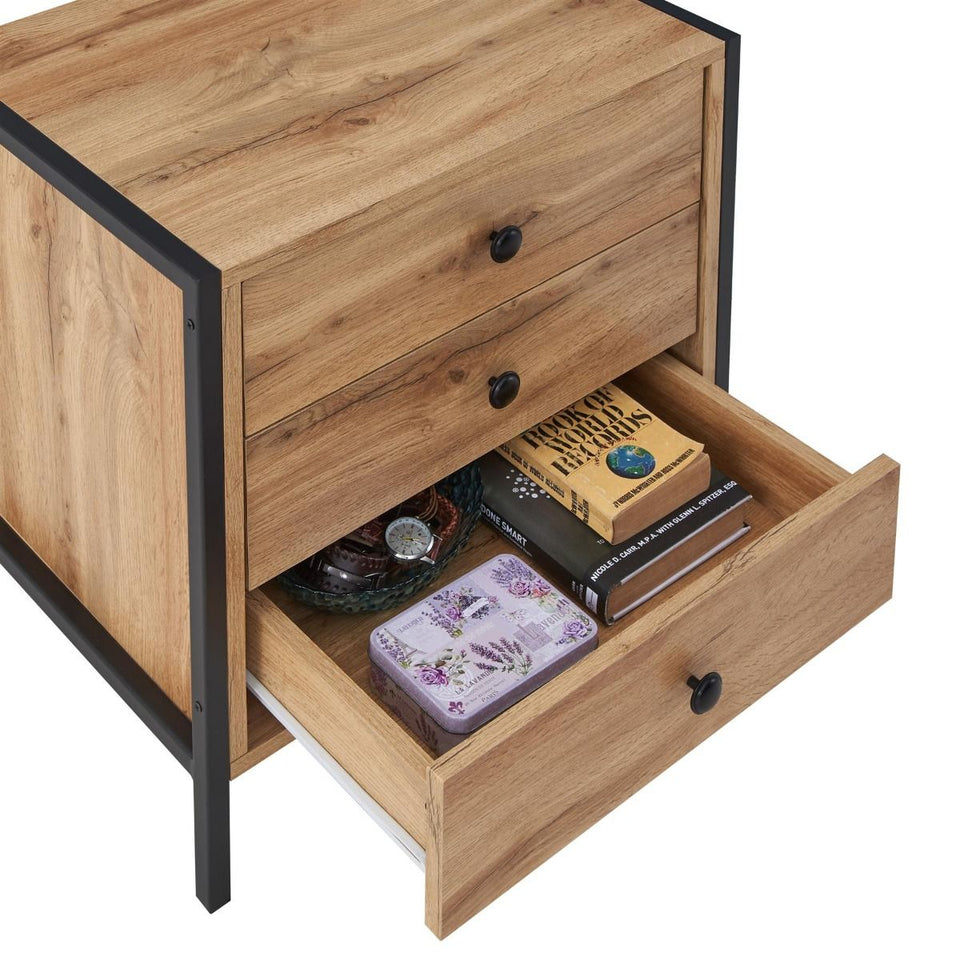 Modern Dark Grey Nightstand with 3 Drawers Stylish Bedside Table for Contemporary Homes