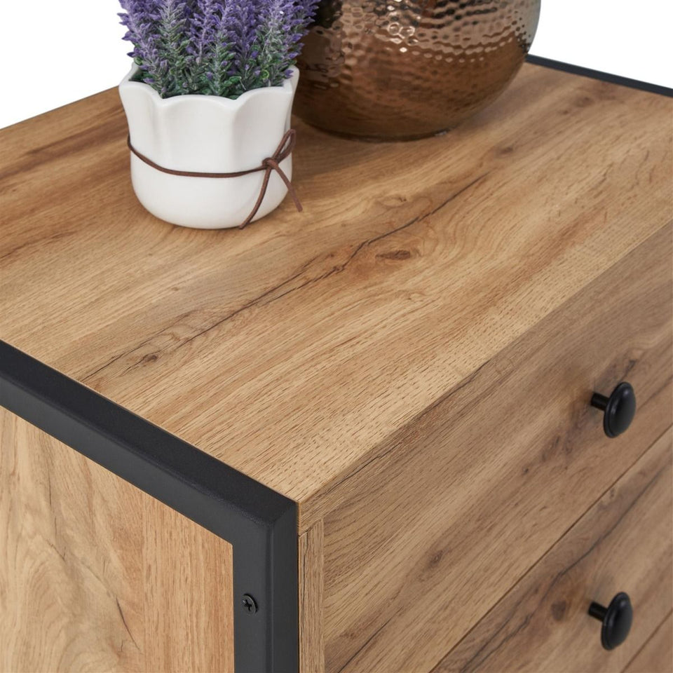 Modern Dark Grey Nightstand with 3 Drawers Stylish Bedside Table for Contemporary Homes