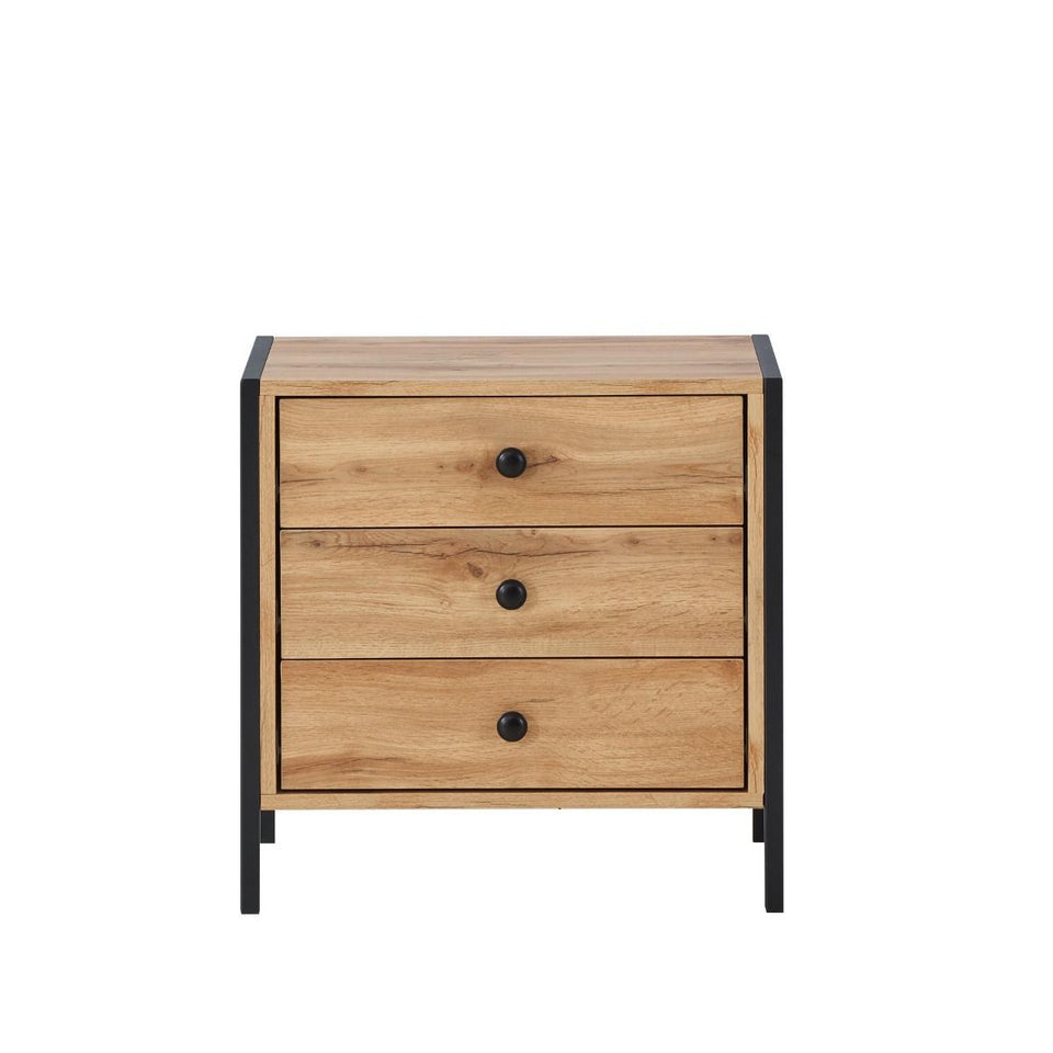 Modern Dark Grey Nightstand with 3 Drawers Stylish Bedside Table for Contemporary Homes