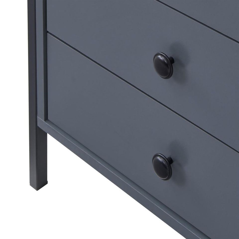 Modern Dark Grey Nightstand with 3 Drawers Stylish Bedside Table for Contemporary Homes