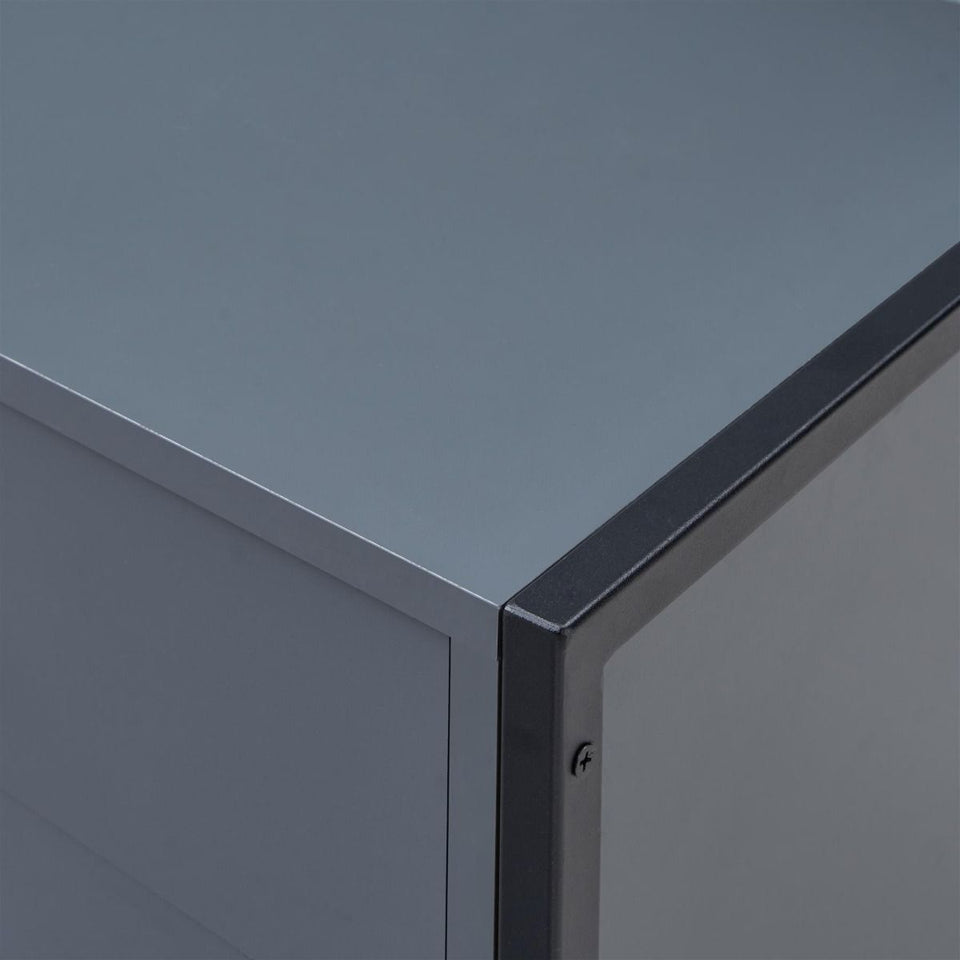Modern Dark Grey Nightstand with 3 Drawers Stylish Bedside Table for Contemporary Homes