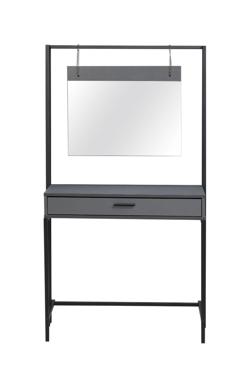 Elegant Lavish Kitchen Isle dressing table with mirror, modern makeup desk for stylish bedrooms, featuring sleek design and ample surface space.
