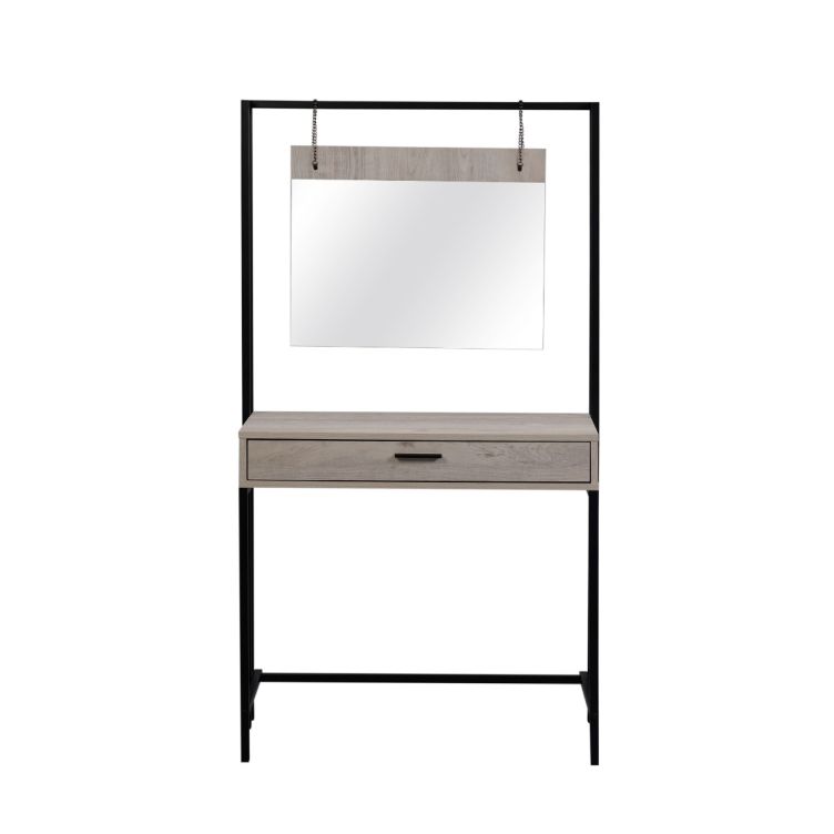 Stylish Ash Oak Dressing Table with Mirror – Modern Makeup Desk for Elegant Bedrooms