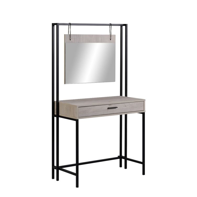 Stylish Ash Oak Dressing Table with Mirror – Modern Makeup Desk for Elegant Bedrooms