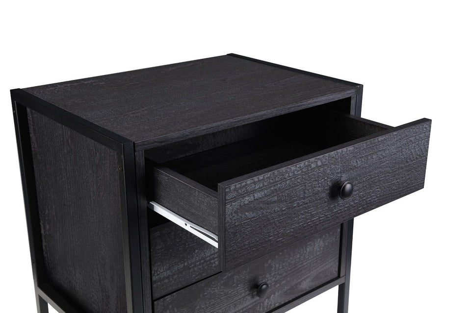Modern Black Nightstand with 3 Drawers Stylish Bedside Table for Contemporary Bedrooms