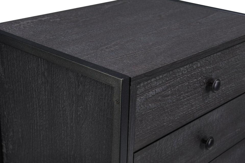 Modern Black Nightstand with 3 Drawers Stylish Bedside Table for Contemporary Bedrooms