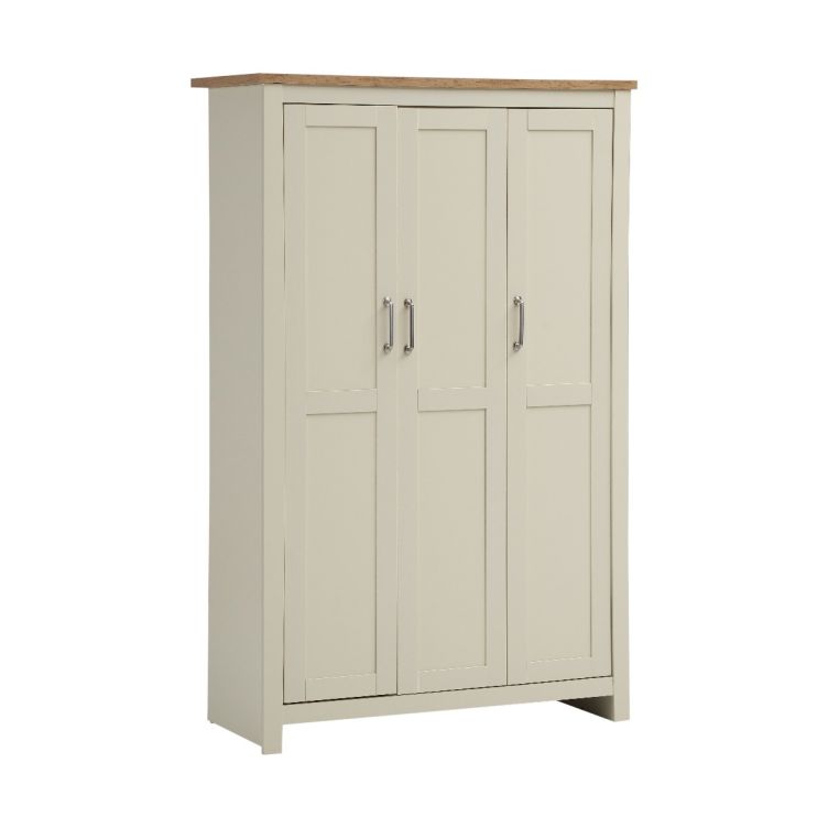 Ite 3 Piece Bedroom Set - 3 Door Wardrobe, 2+2 Chest of Drawers, 2 Drawer Bedside Table - Cream and Oak Effect