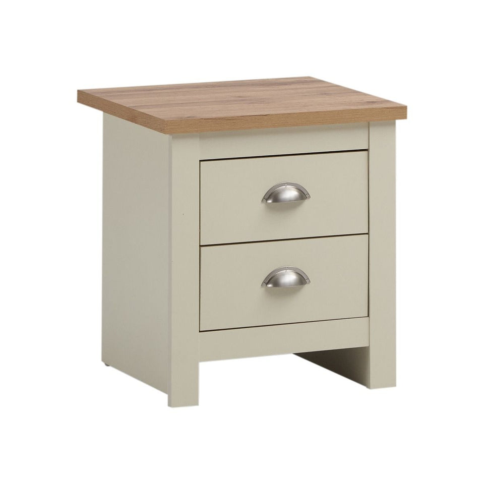 Ite 3 Piece Bedroom Set 3 Door Wardrobe, 3+4 Chest of Drawers, 2 Drawer Bedside Table - Cream and Oak Effect