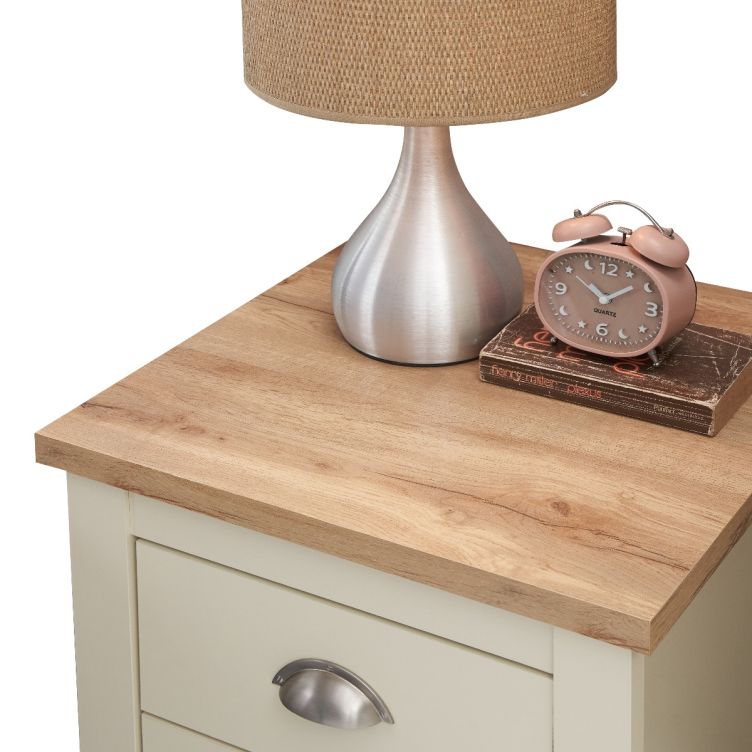 Ite 3 Piece Bedroom Set - 3 Door Wardrobe, 2+2 Chest of Drawers, 2 Drawer Bedside Table - Cream and Oak Effect