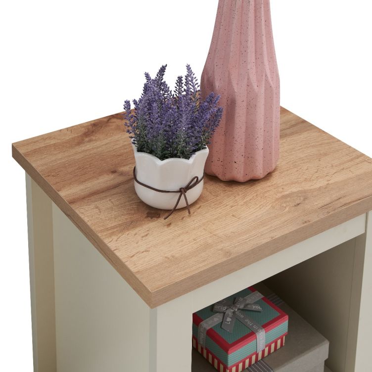 Ite Cream Lamp Side Table with Shelf Versatile Living Room and Bedroom Furniture