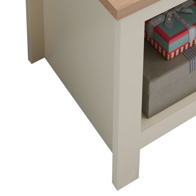 Ite Cream Lamp Side Table with Shelf Versatile Living Room and Bedroom Furniture