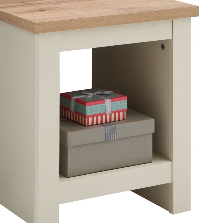 Ite Cream Lamp Side Table with Shelf Versatile Living Room and Bedroom Furniture