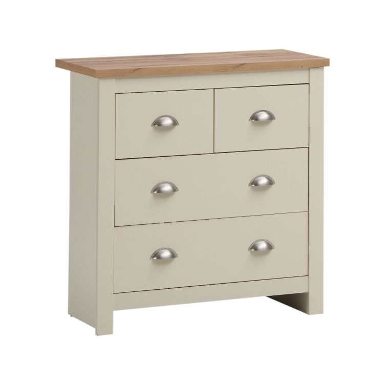 Ite 3 Piece Bedroom Set - 3 Door Wardrobe, 2+2 Chest of Drawers, 2 Drawer Bedside Table - Cream and Oak Effect