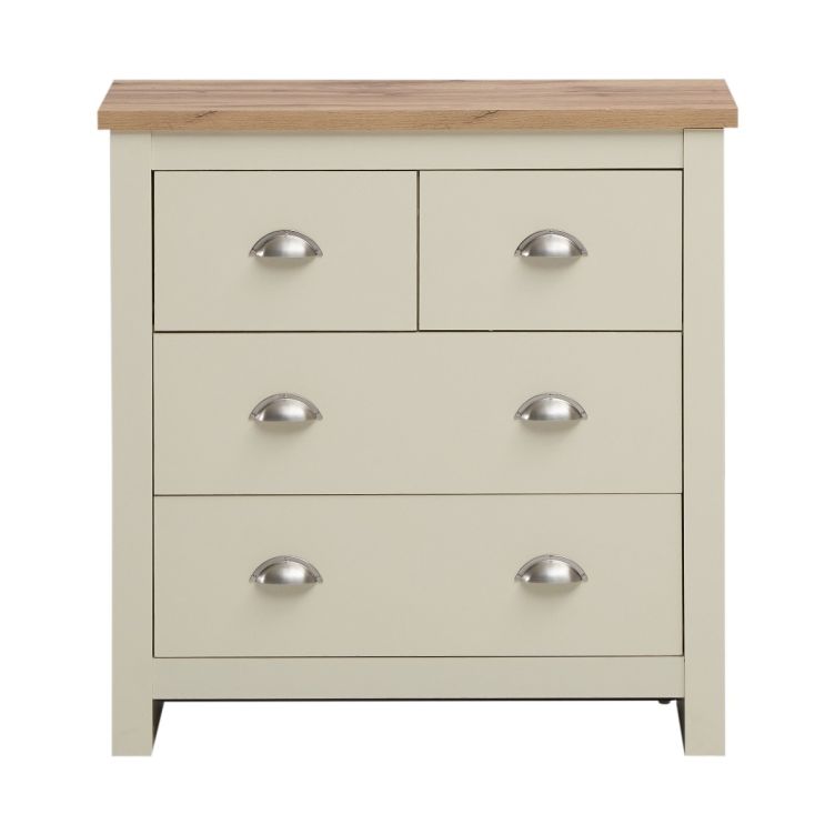 Ite 3 Piece Bedroom Set - 3 Door Wardrobe, 2+2 Chest of Drawers, 2 Drawer Bedside Table - Cream and Oak Effect