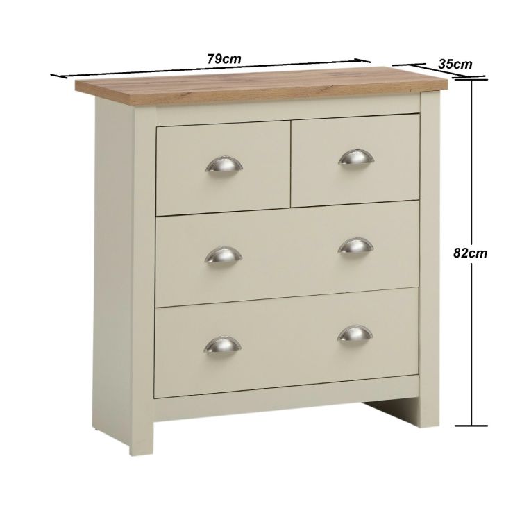 Ite 3 Piece Bedroom Set - 3 Door Wardrobe, 2+2 Chest of Drawers, 2 Drawer Bedside Table - Cream and Oak Effect