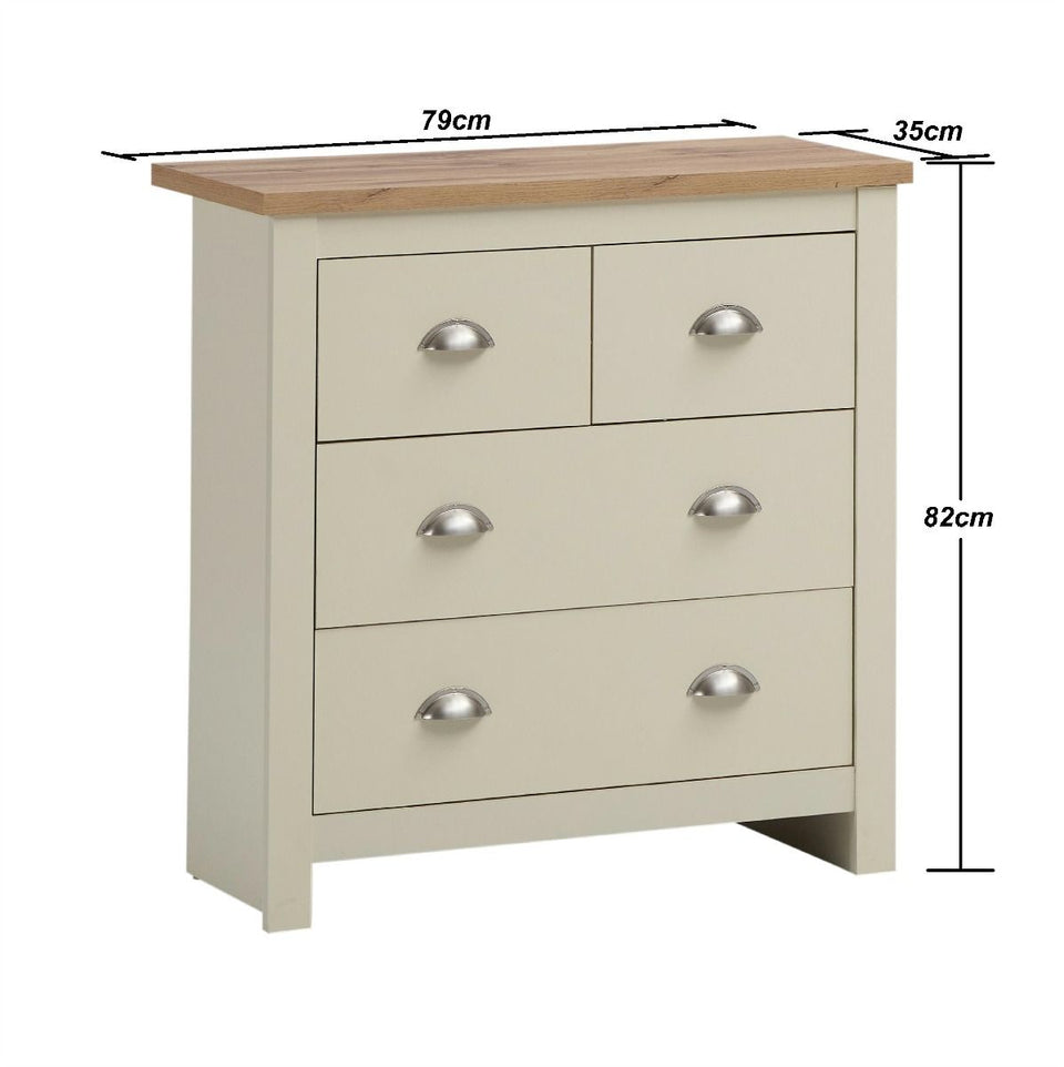 Ite  4 Drawer Chest of Drawers - Cream Bedroom Furniture with Storage