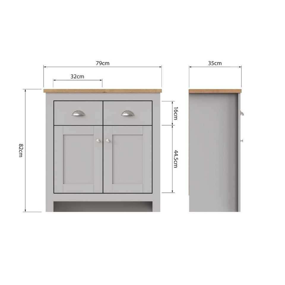 Light Grey Sideboard Cabinet with 2 Drawers and 2 Doors – Stylish Storage Solution for Living and Dining Room Furniture