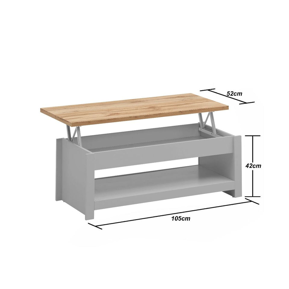 Rectangular Coffee Table for Living Room Grey Lift Up Coffee Table with Storage