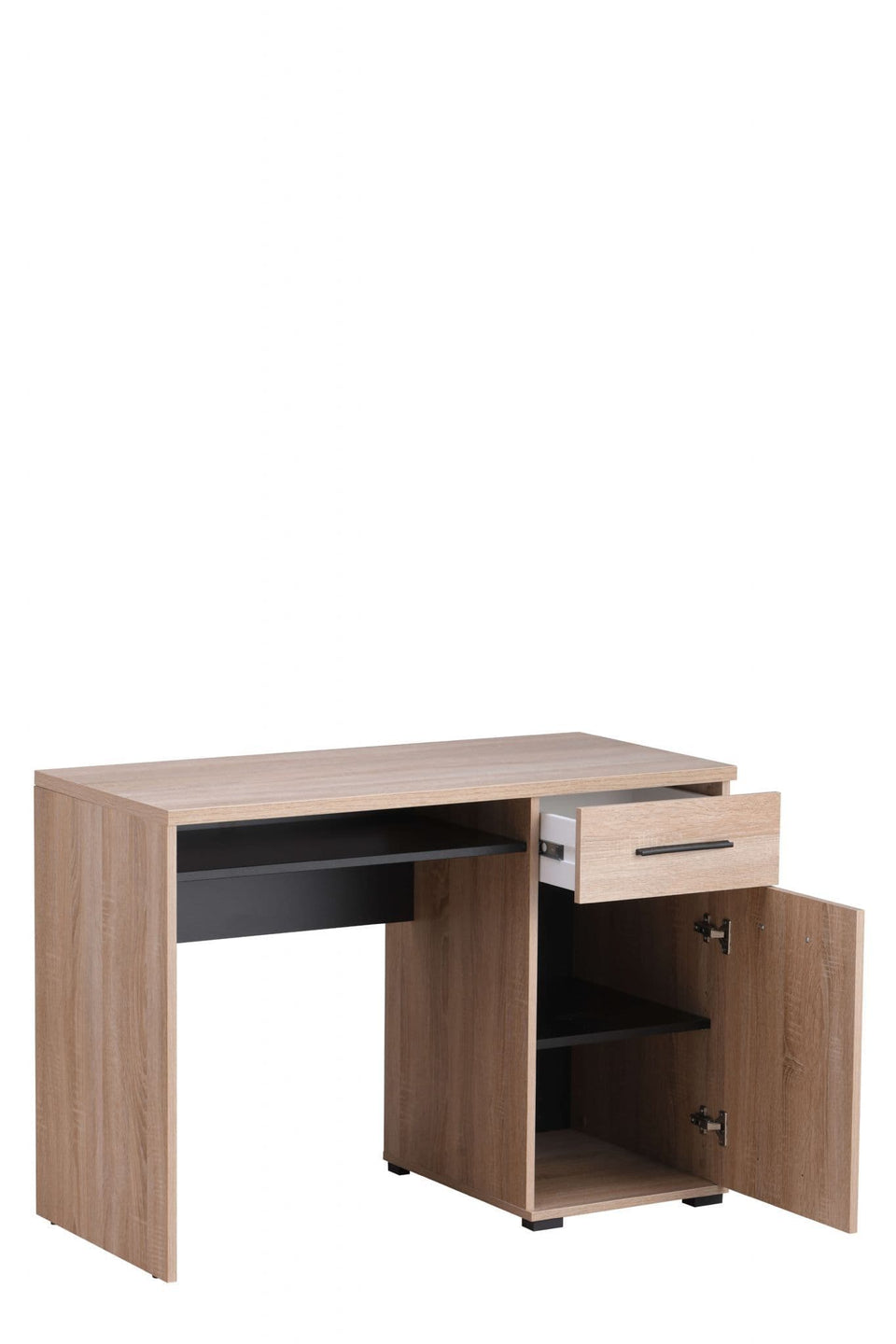 Elara Sonoma Oak Effect and Black Desk Home Office Desk, Study Table, Computer Desk, Laptop Workstation