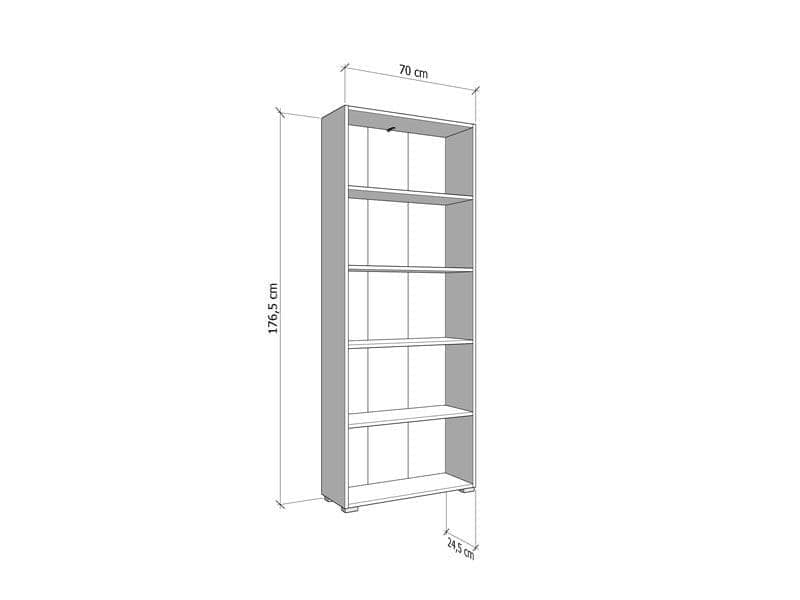 Tall Thomas White and Oak Effect Narrow Bookcase by Lavish Kitchen Isle, 176.5cm high, with vertical storage shelves