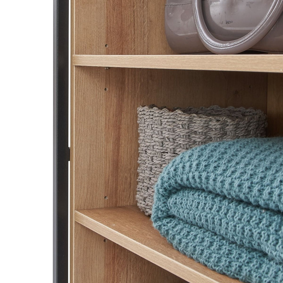 Alaga Wardrobe with Hanging Rail, 5 Shelves Riviera Oak Wardrobe for Bedroom Storage Furniture