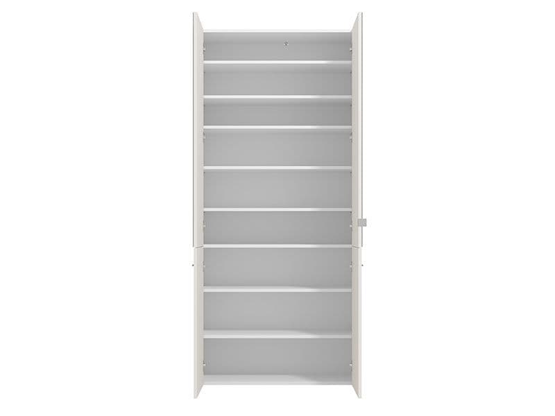 Tall White Mirrored Shoe Storage Cabinet – Holds 50 Pairs