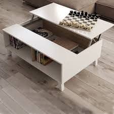 Contemporary Coffee Table with Storage Compartment – Oak and White