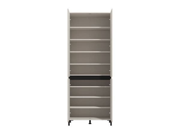Tall Cashmere Taupe Shoe Cabinet – 4 Doors, 8 Shelves, Stores Up to 40 Pairs