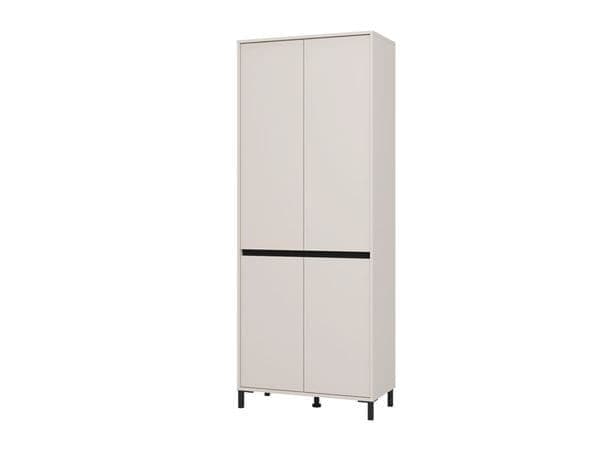 Tall Cashmere Taupe Shoe Cabinet – 4 Doors, 8 Shelves, Stores Up to 40 Pairs