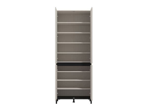 Tall Mirrored Shoe Cabinet – Cashmere Taupe – 4 Door, 8 Shelf Storage
