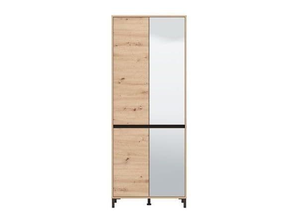 Space-Saving Mirrored Shoe Storage Cupboard – Oak Effect Finish