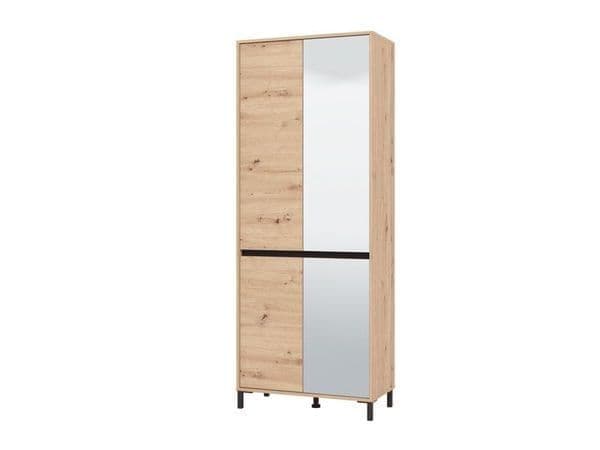 Space-Saving Mirrored Shoe Storage Cupboard – Oak Effect Finish