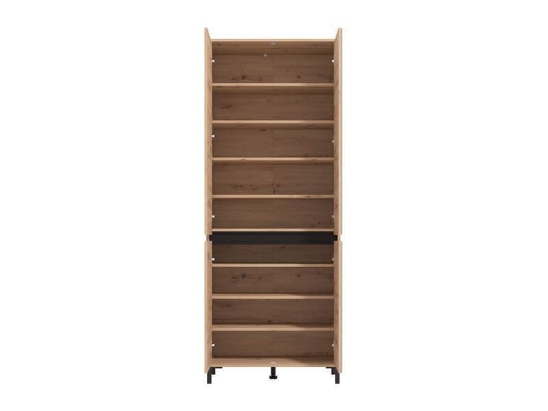 Space-Saving Mirrored Shoe Storage Cupboard – Oak Effect Finish
