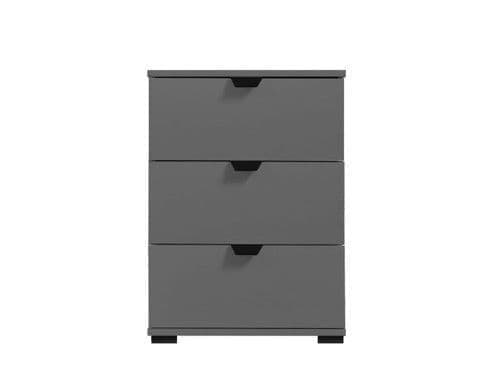 Grey 3 Drawer Bedside Table – Elegant Bedroom Storage Cabinet
