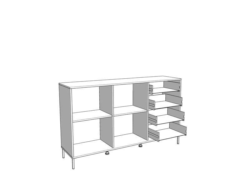 Artisan Oak Effect and Black Sideboard – 2 Door 4 Drawer Storage Cabinet