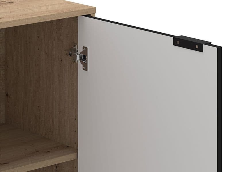 Artisan Oak Effect and Black Small Sideboard – 2 Door Storage Cabinet