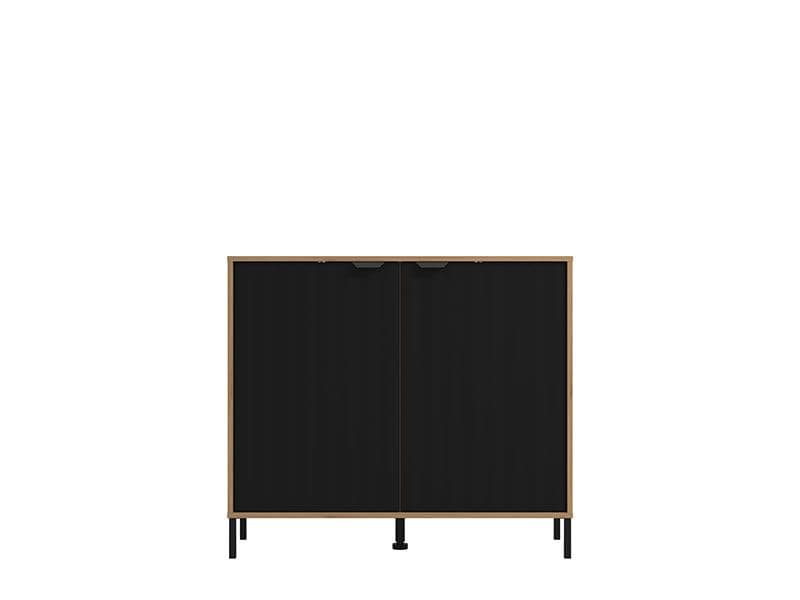 Artisan Oak Effect and Black Small Sideboard – 2 Door Storage Cabinet