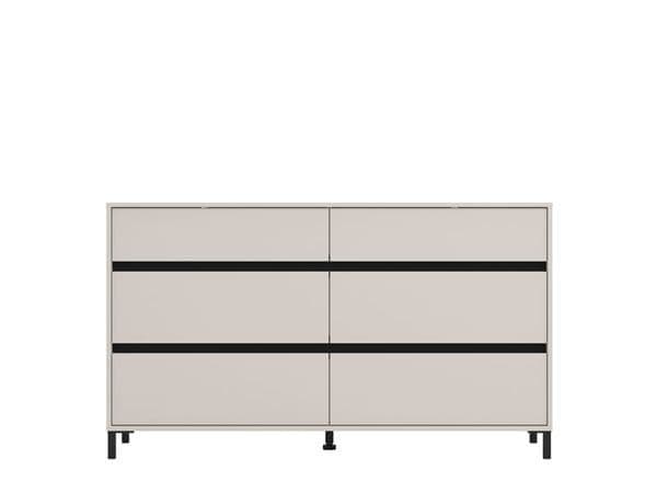 Wide 6 Drawer Chest of Drawers – Cashmere Taupe Large Storage Unit 157cm