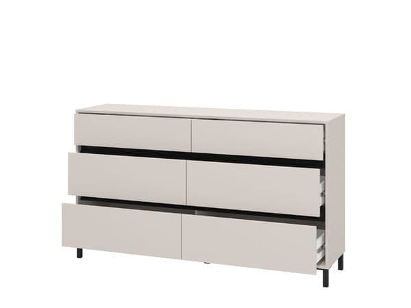 Wide 6 Drawer Chest of Drawers – Cashmere Taupe Large Storage Unit 157cm
