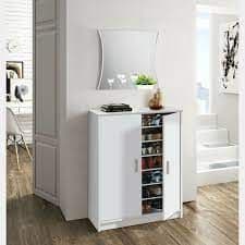 Large White Shoe Cupboard with Adjustable Shelves – Stores up to 30 Pairs