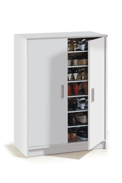 Large White Shoe Cupboard with Adjustable Shelves – Stores up to 30 Pairs