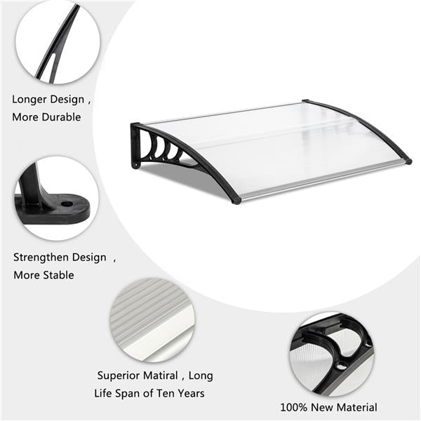 HT-120 x 80 Household Application Door & Window Rain Cover Eaves Canopy White & Black Bracket